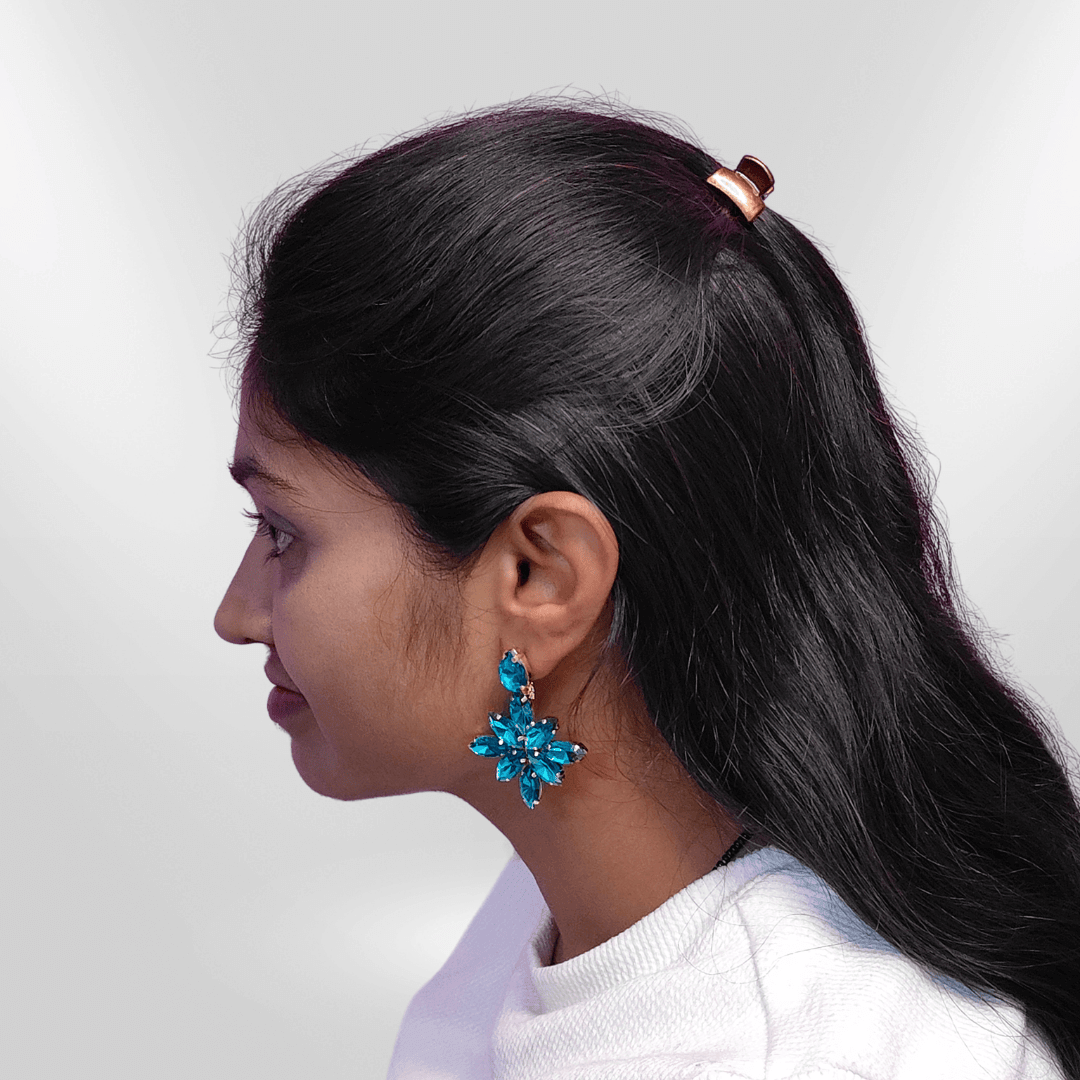 Sky Blue stone Earrings for women - Partywear Earrings | Alankara
