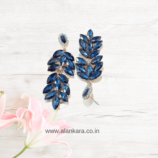 Blue petals jhumki danglers- korean glass stone Earrings | ALANKARA