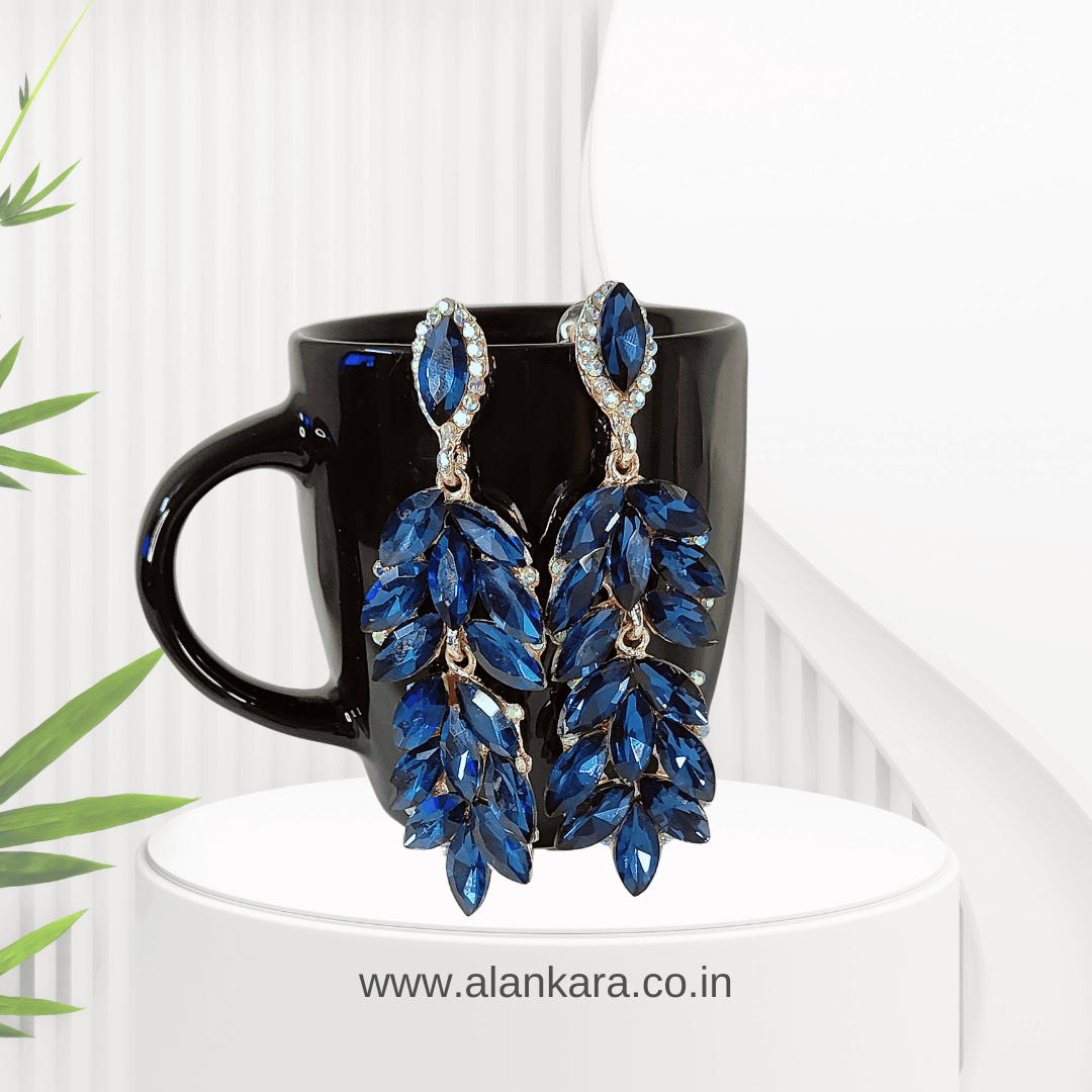 Blue petals jhumki Dangers - stone Earrings for women | Alankara