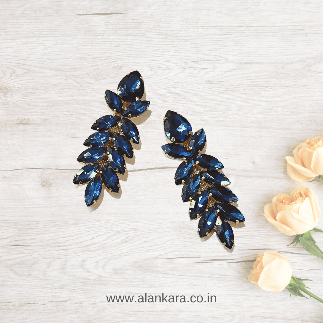 Navy blue Earrings - Stone earrings for women Partywear | Alankara