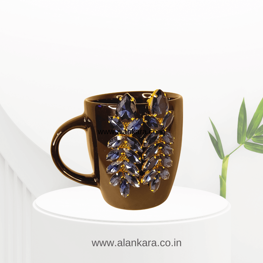 Blue flower stone danglers - Women Korean earrings | Alankara