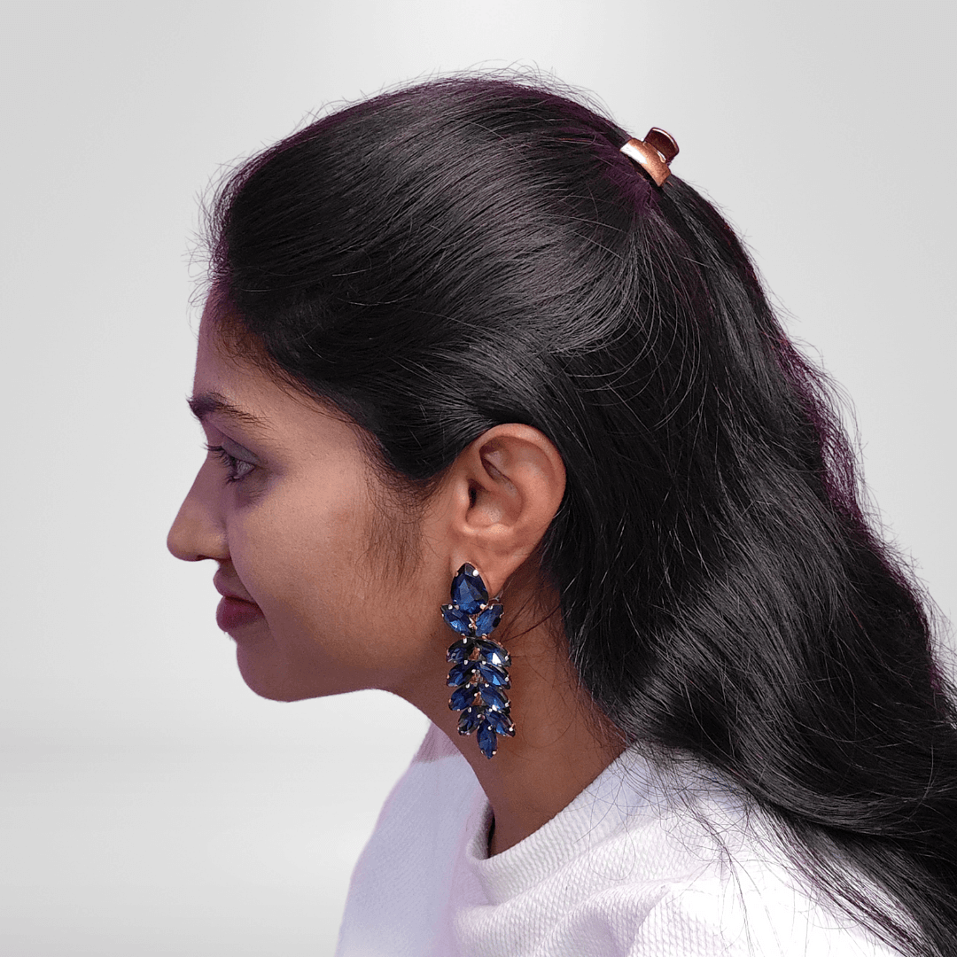 Navy blue earrings Partywear -  Korean stone earrings | Alankara