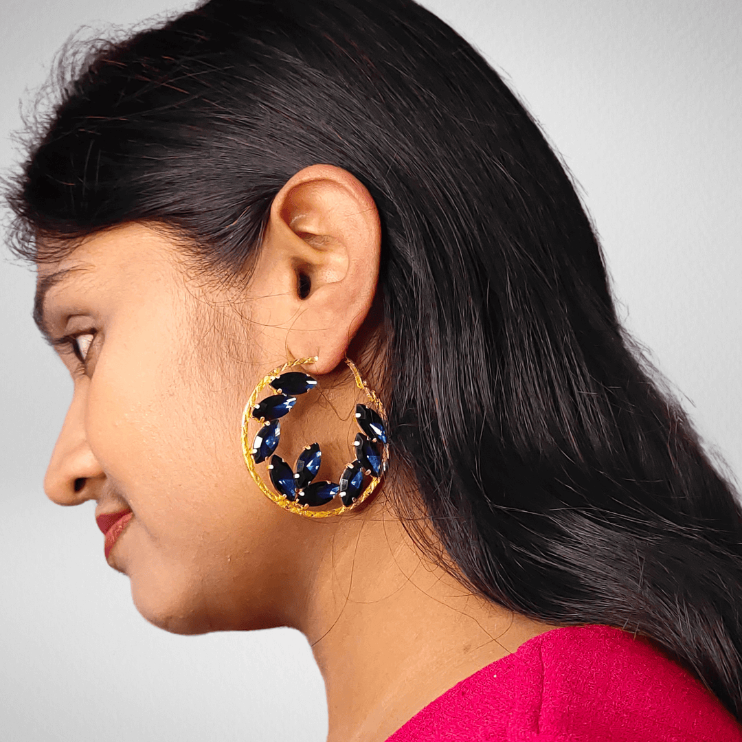 Dark blue Earrings - stone earrings for women | Alankara
