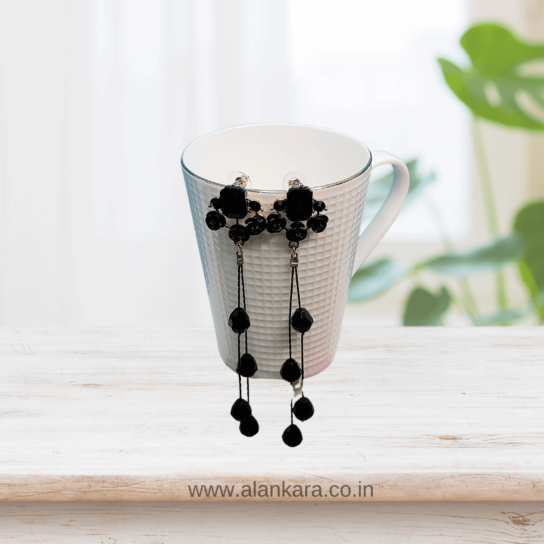 Black Rose Danglers - Stylish western Earrings | Alankara