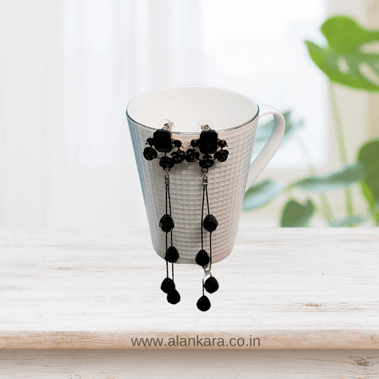 Black Rose Danglers - Stylish western Earrings | ALANKARA