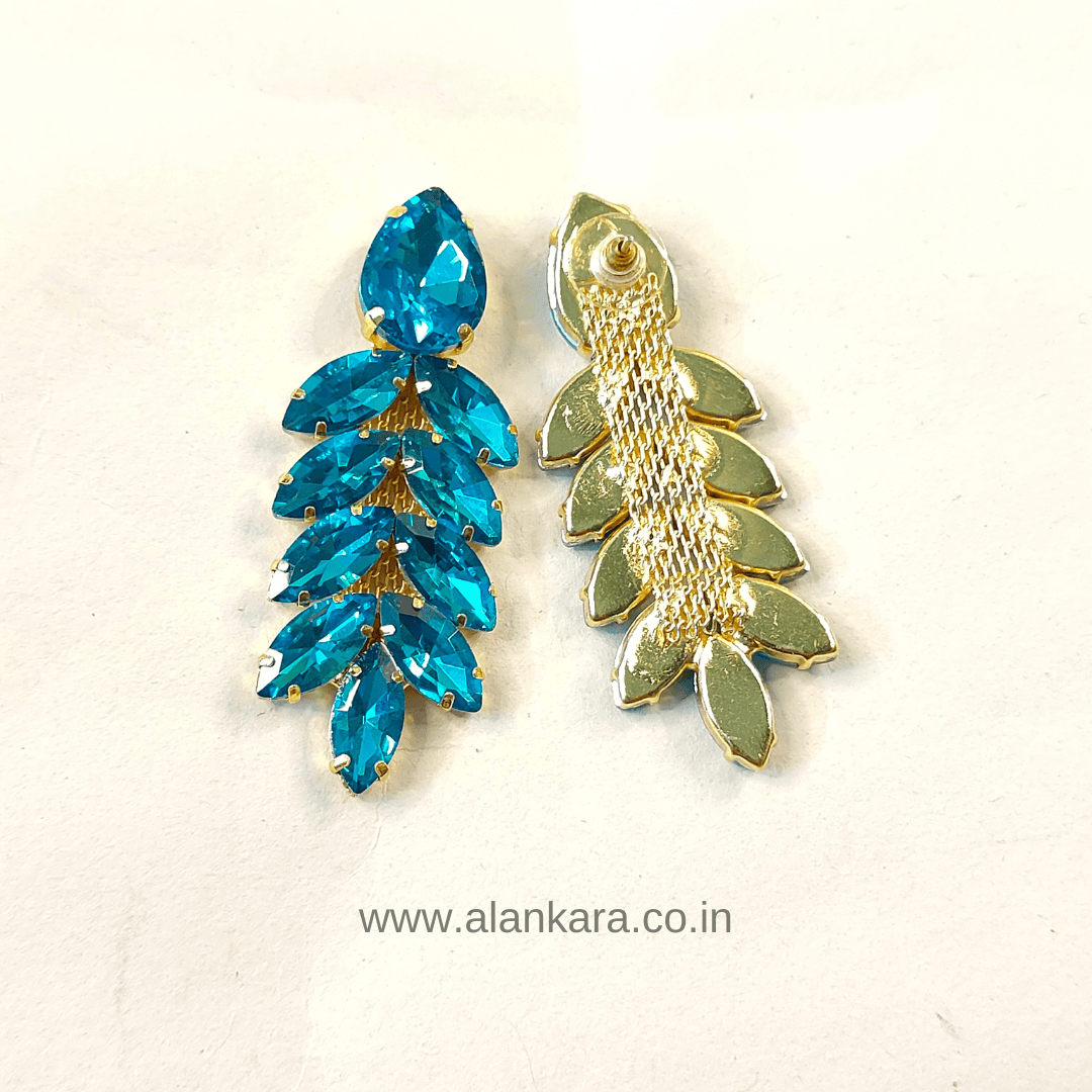 Blue Petals stone dangler Earrings