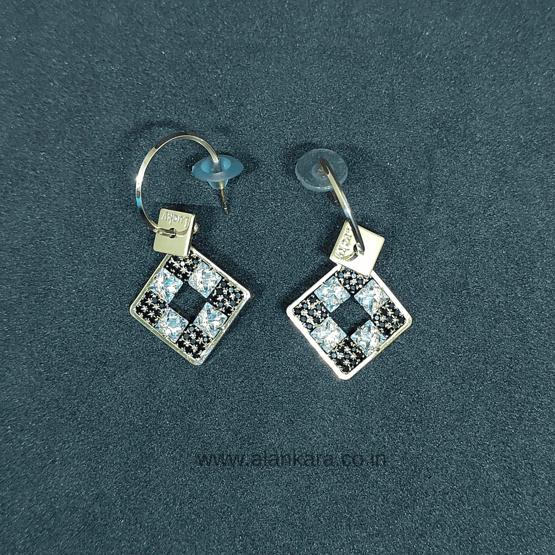 Golden Black square hoops - Earrings for jeans top & western dress | ALANKARA