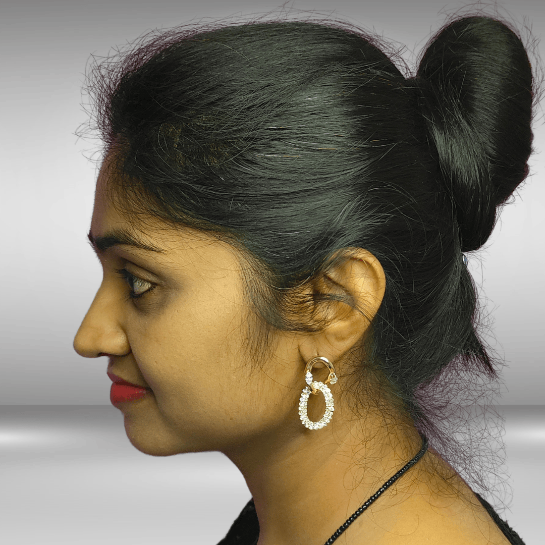 Golden CZ chain hoops - Earrings for sarees, kurti & western wear  | Alankara