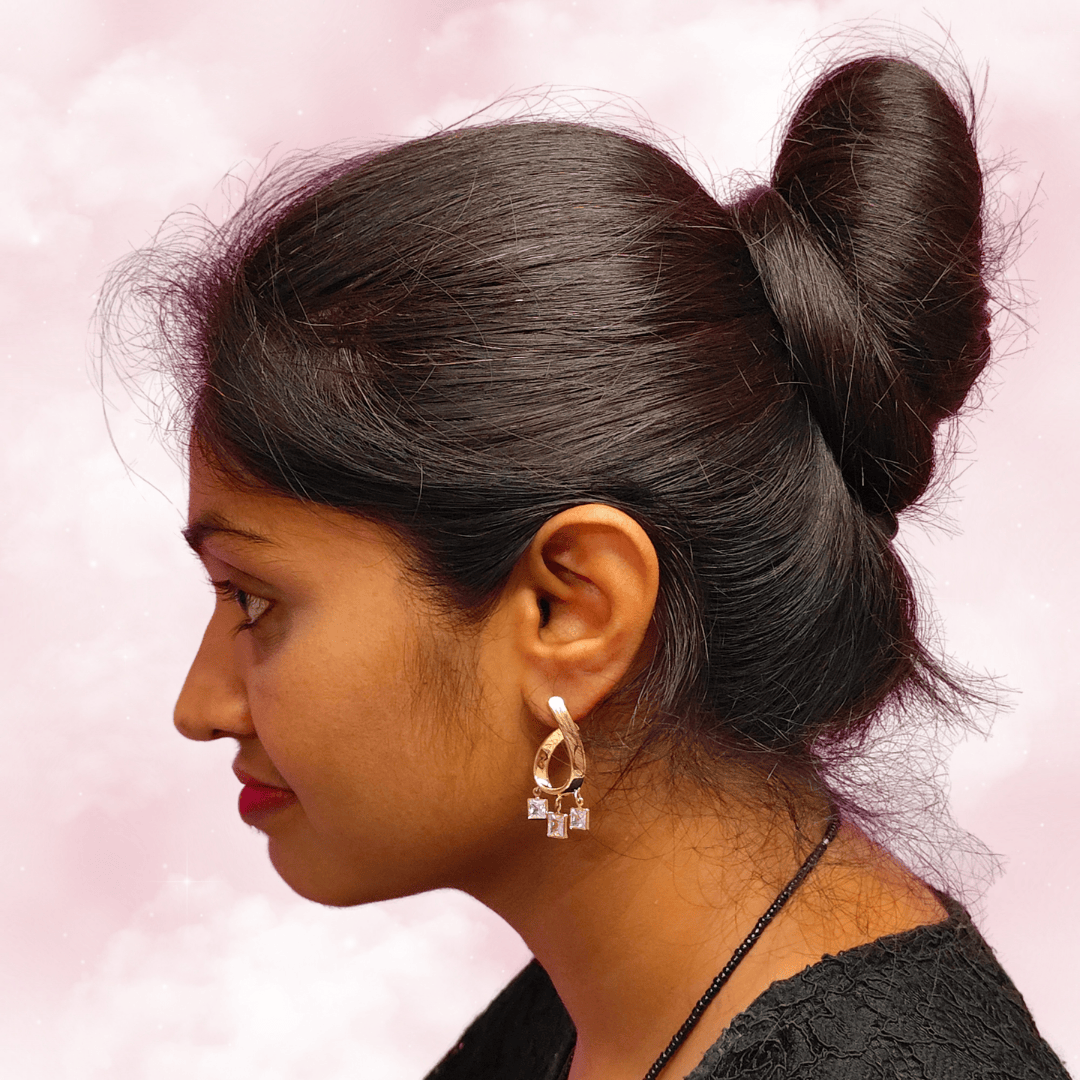 Golden curve crystal hoops - Earrings for western wear | ALANKARA
