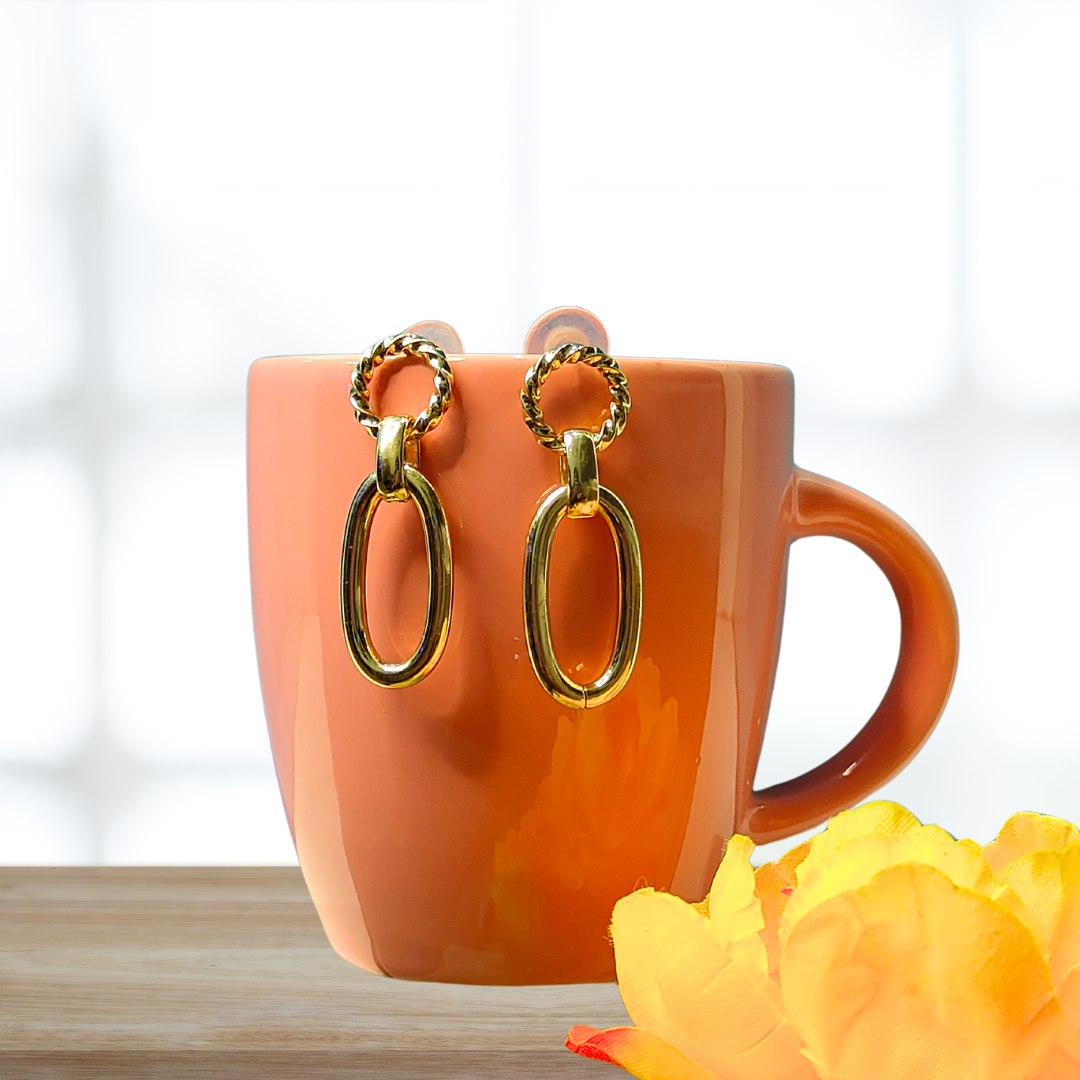 Golden chain Hoops - Women's western earrings Partywear | ALANKARA
