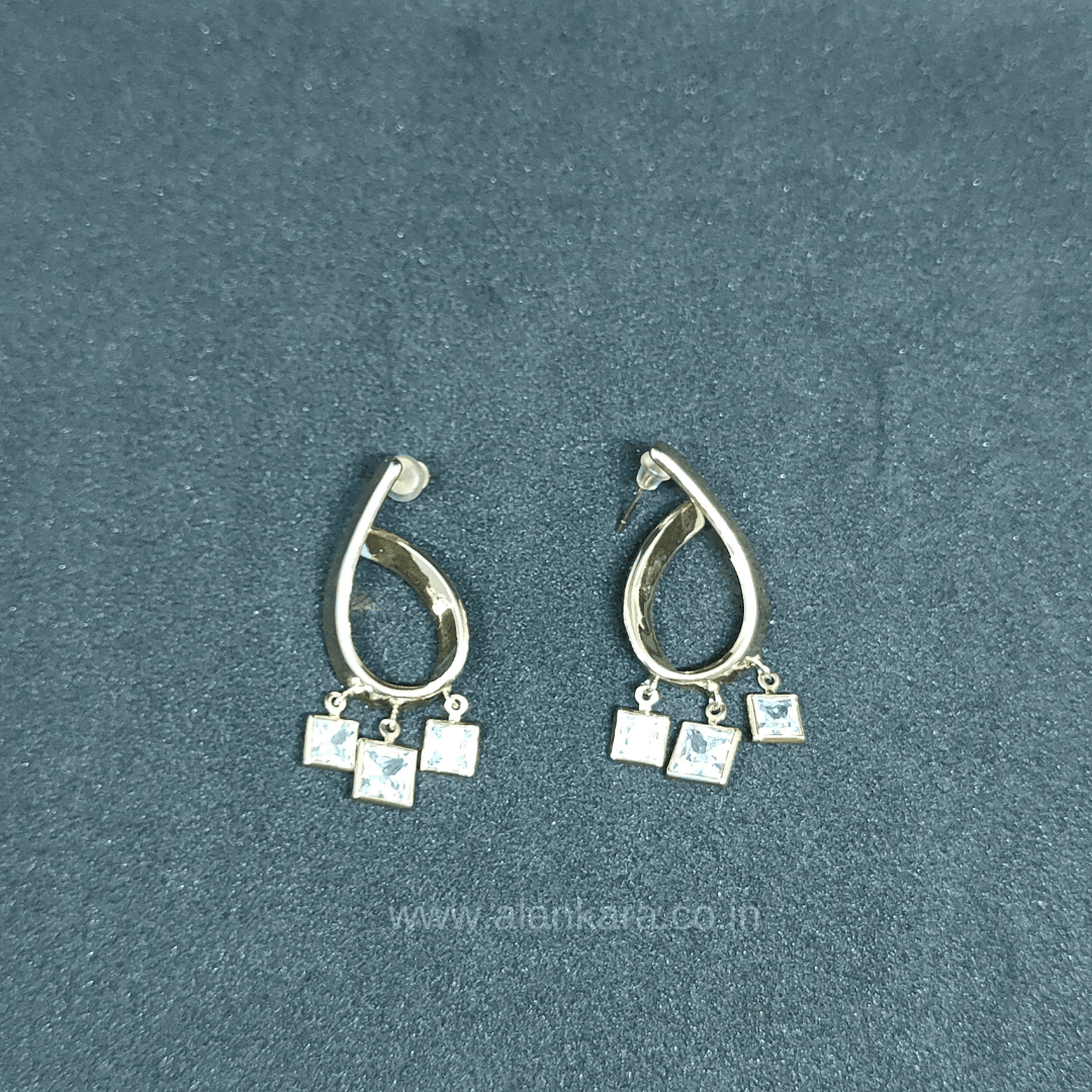 Golden curve crystal hoops - Stainless steel western earrings | ALANKARA
