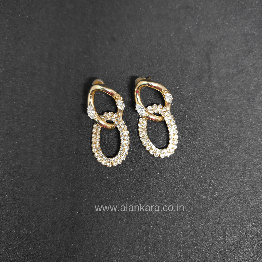 Golden CZ chain hoops - Stylish western earrings | Alankara