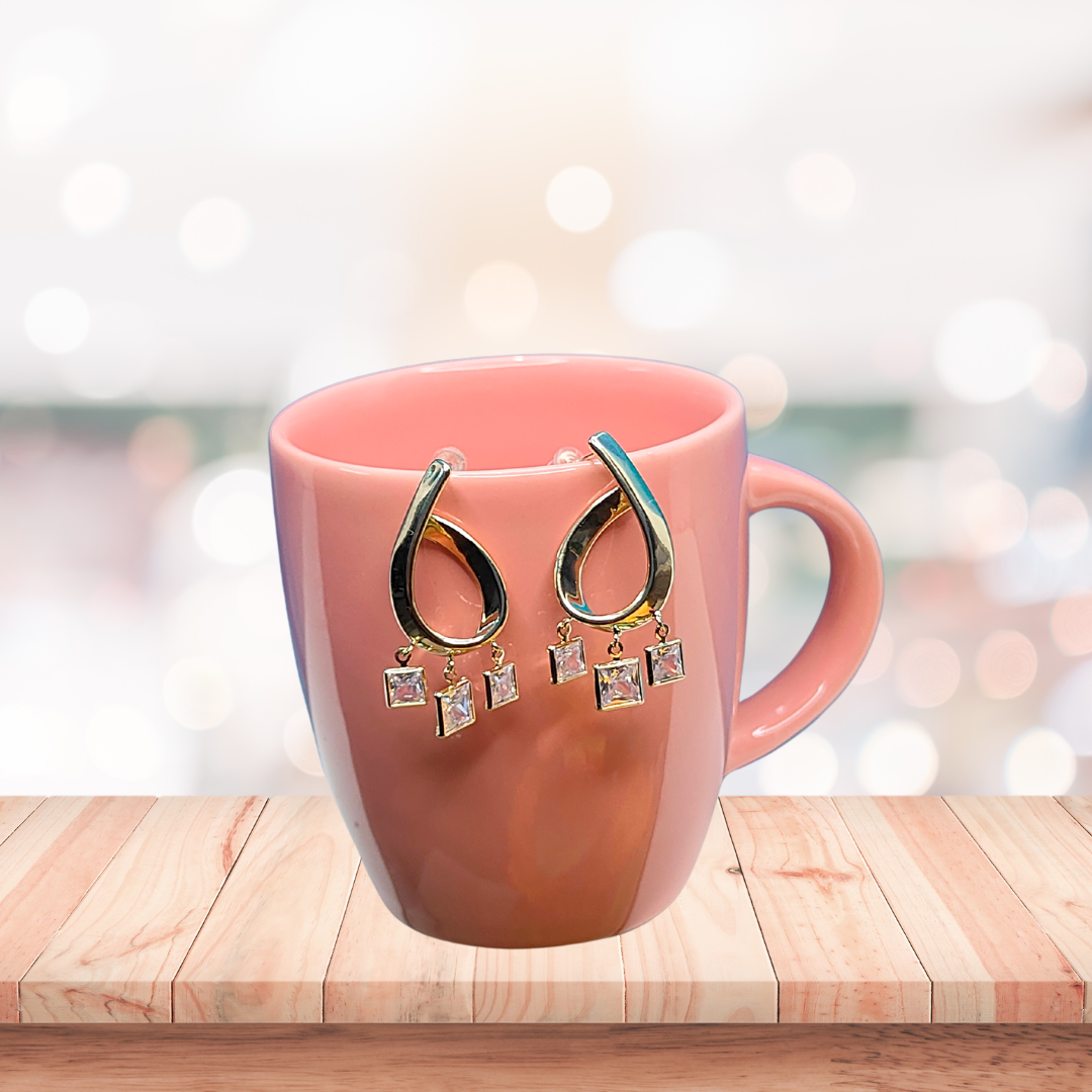 Golden curve crystal hoops - Stylish western Earrings | ALANKARA