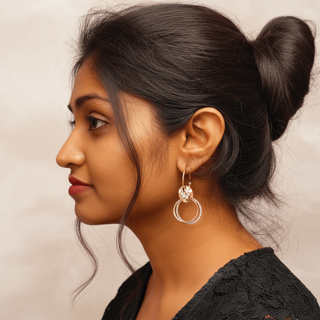 Golden floral hoops - Western Earrings for jeans top & western dress | Alankara