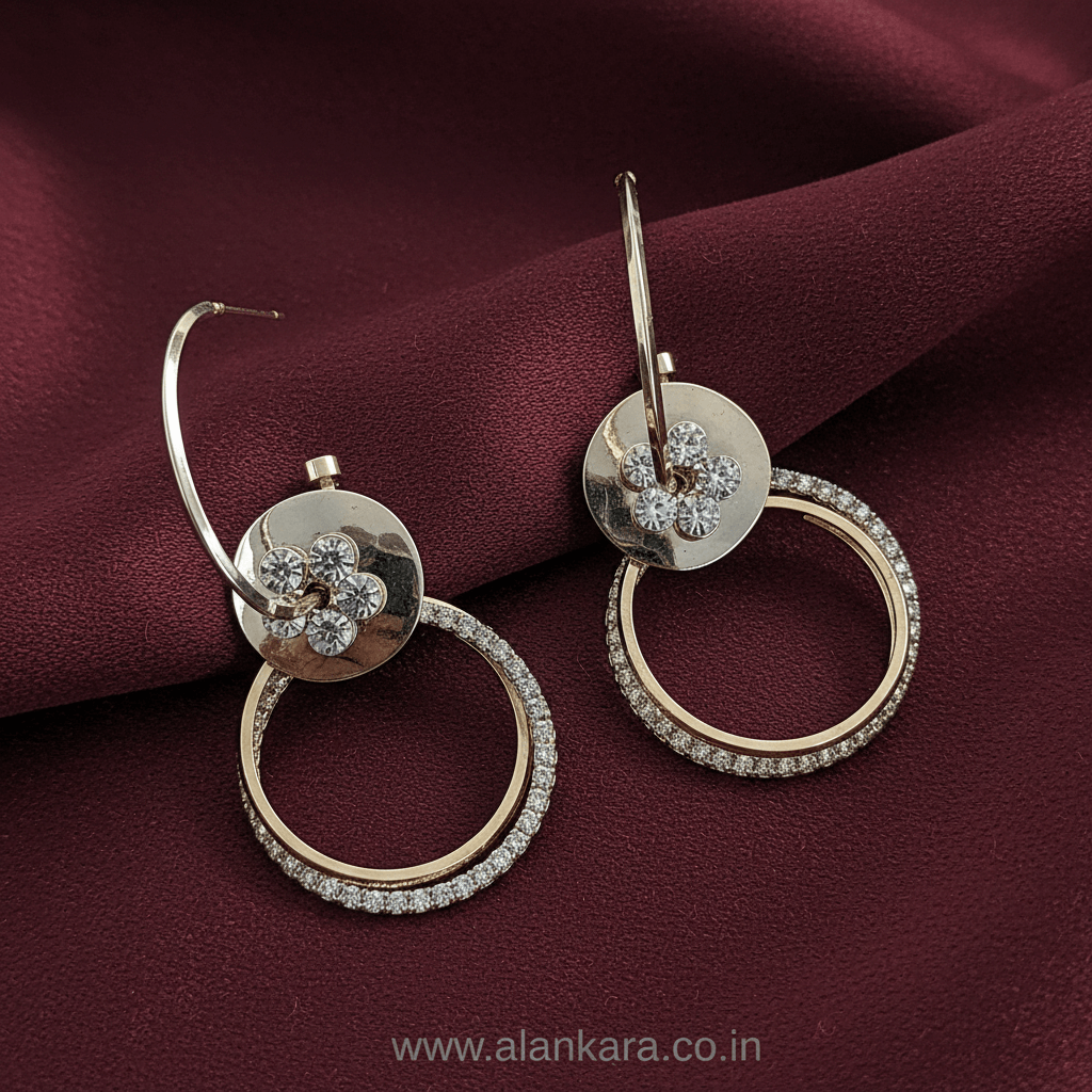 Golden Floral hoops - Stainless steel western earrings | Alankara