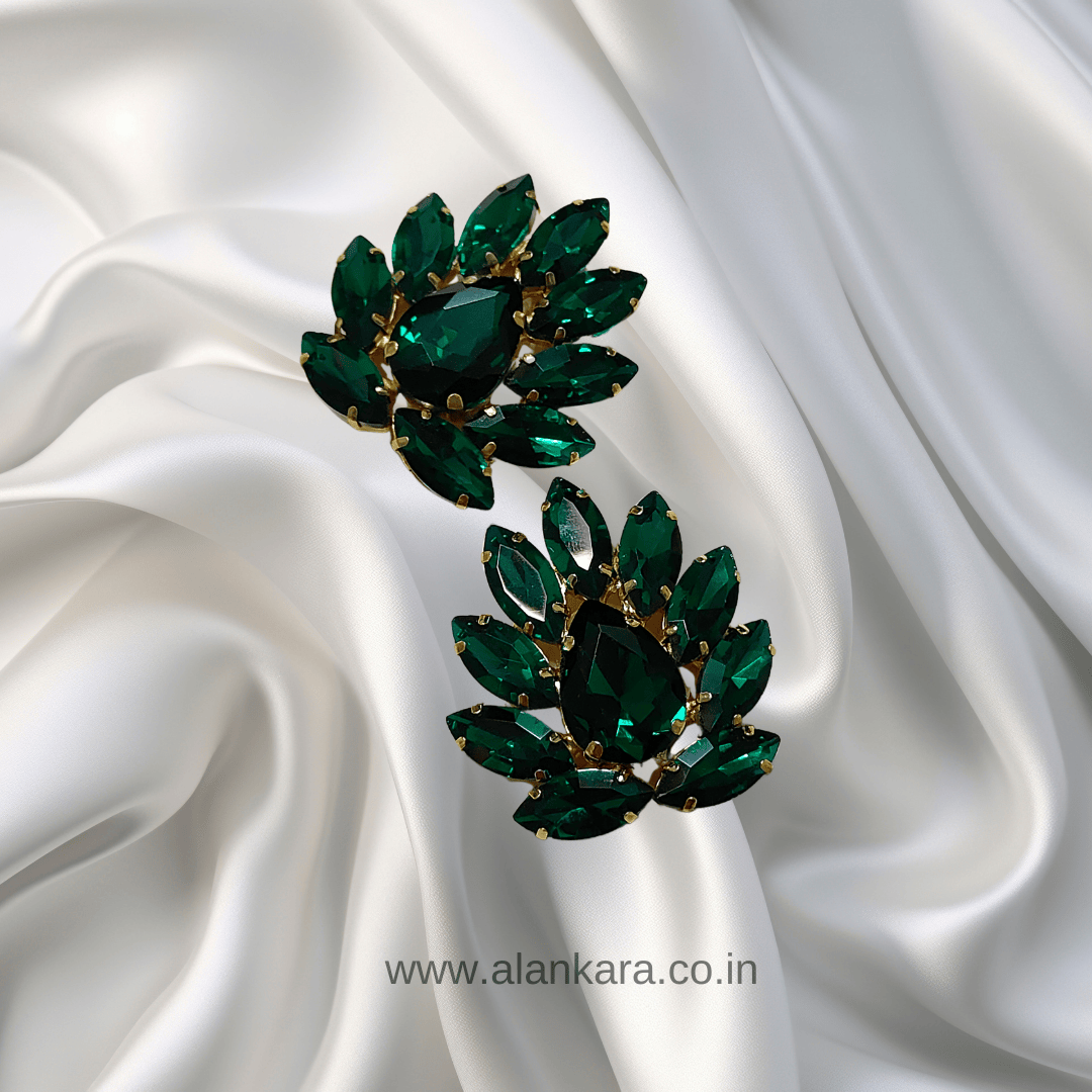 Green color Earrings - Glass studs | ALANKARA