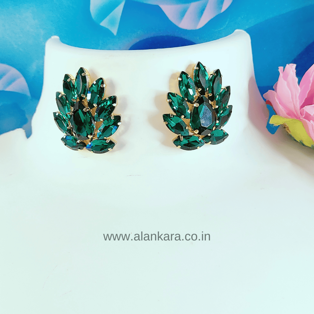 Green flame stone stud Earrings