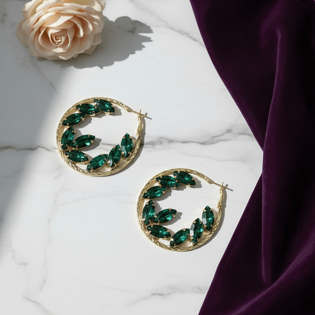 Green color Earrings - Partywear  Korean style Earrings.