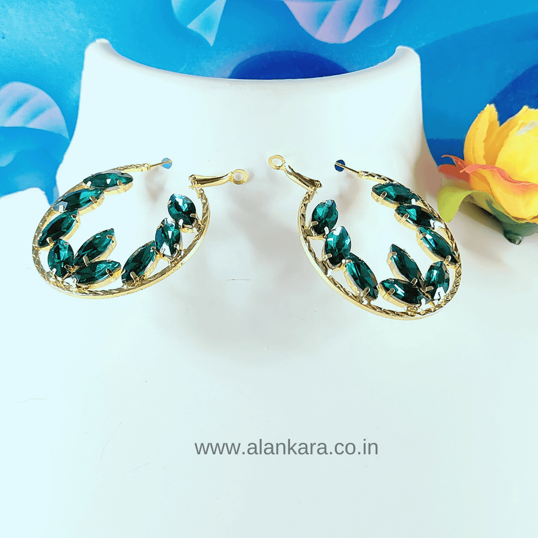 Green color Earrings - Partywear  Korean style Earrings.