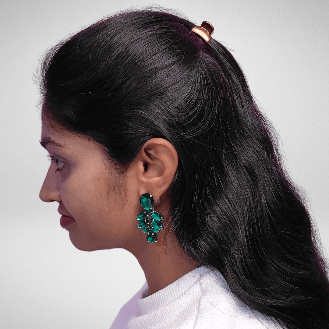 Green color Earrings jhumka danglers - Partywear earrings | Alankara
