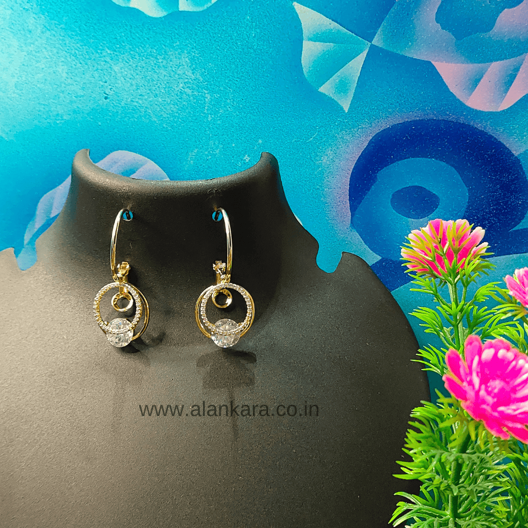 Golden Rhinestone Hoops - Stainless steel western earrings
