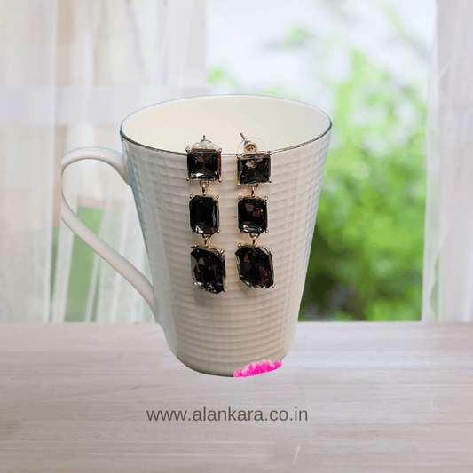 Grey Long stone danglers - Women Korean Earrings | ALANKARA
