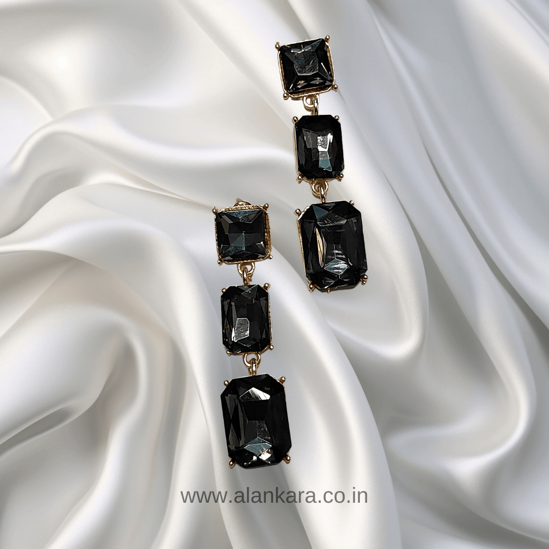Grey Earrings Long stone Danglers -  Partywear earrings | Alankara