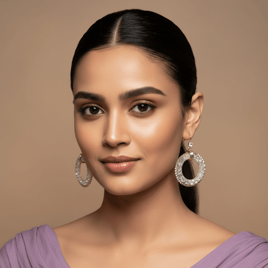 Golden net hoop earrings