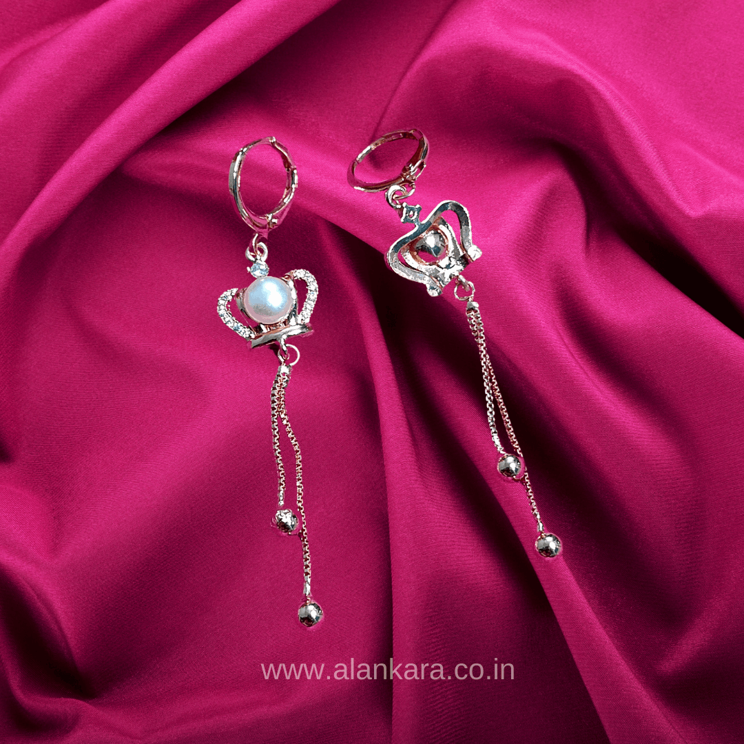 Golden pearl heart danglers - Stainless steel western earrings