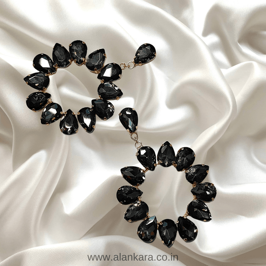 Grey Floral Hoops - Stone Earrings for women | ALANKARA