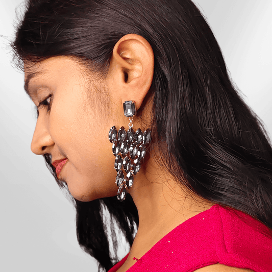 Grey grapes Danglers - Korean glass stone partywear Earrings | ALANKARA