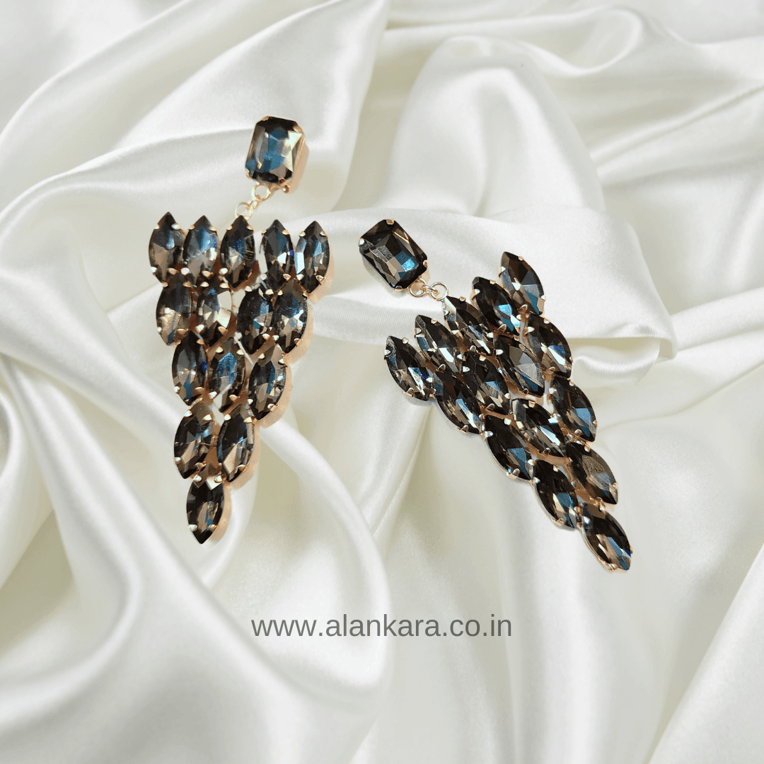Grey grapes stone Danglers - Korean partywear Earrings | Alankara