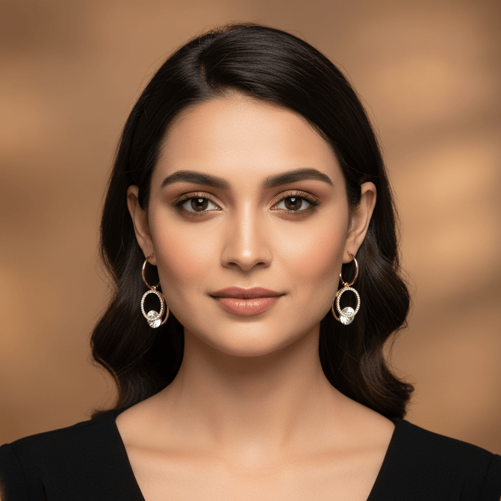 Golden Rhinestone hoops - Women's western earrings | Alankara