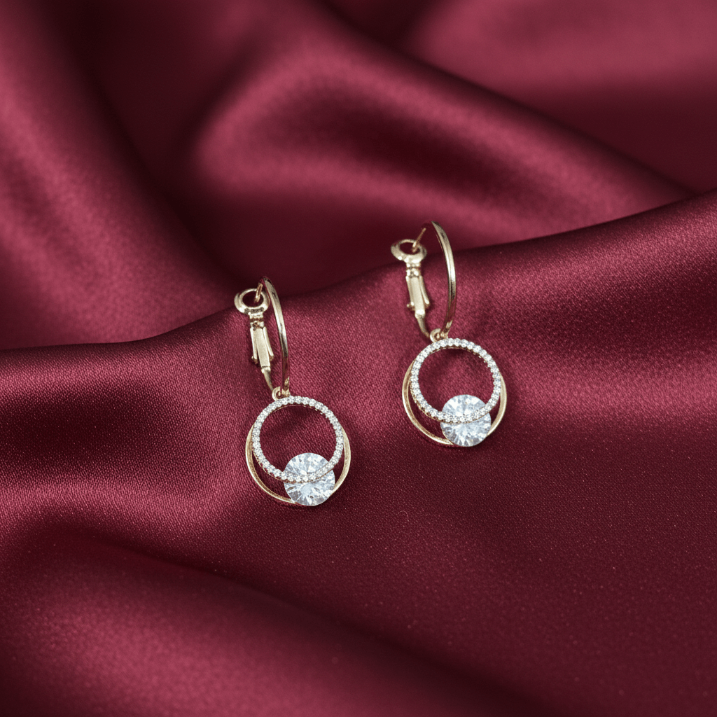 Golden Rhinestone hoops - Earrings for jeans top & one piece dress | Alankara