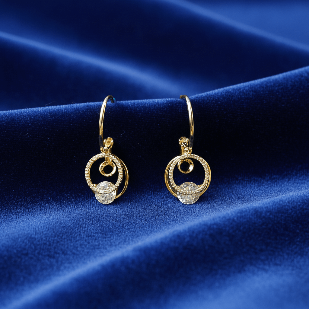 Golden Rhinestone Hoops - Stainless steel western earrings