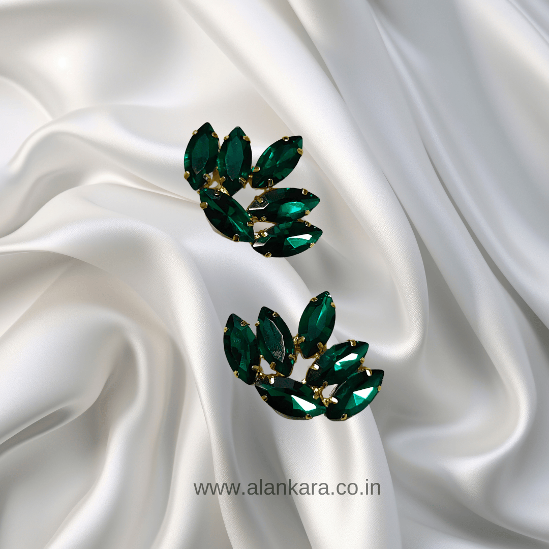 Green color Earrings - Glass studs | ALANKARA