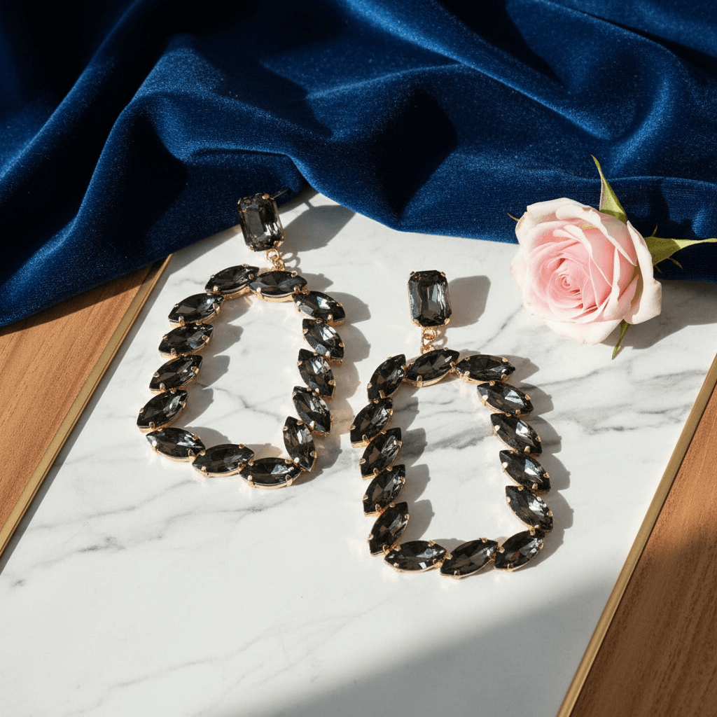 Grey Earrings - Stone earrings for Women | Alankara