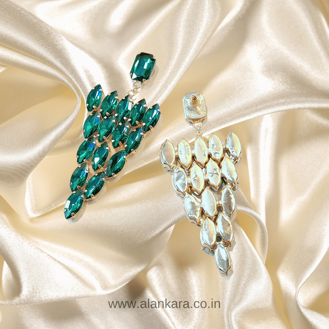 Green Grapes Stone Danglers - Partywear Earrings.