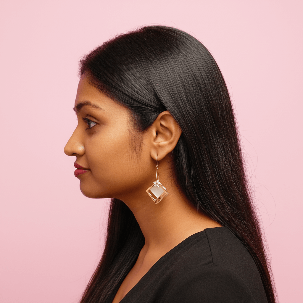 Golden square floral hoops - Earrings for jeans top, kurti & western dress | Alankara