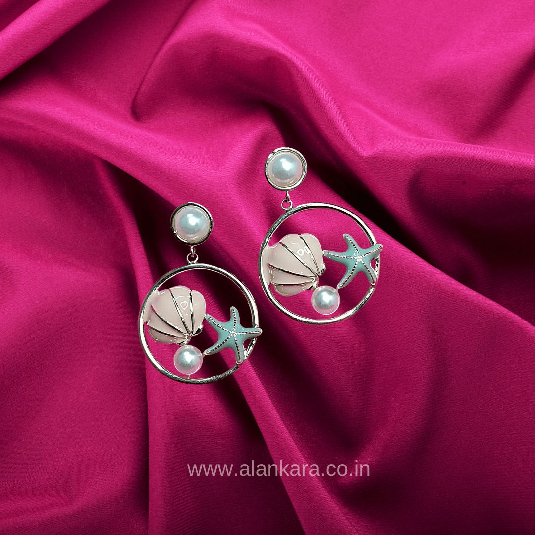 Golden shell starfish hoops - Women's western earrings | ALANKARA
