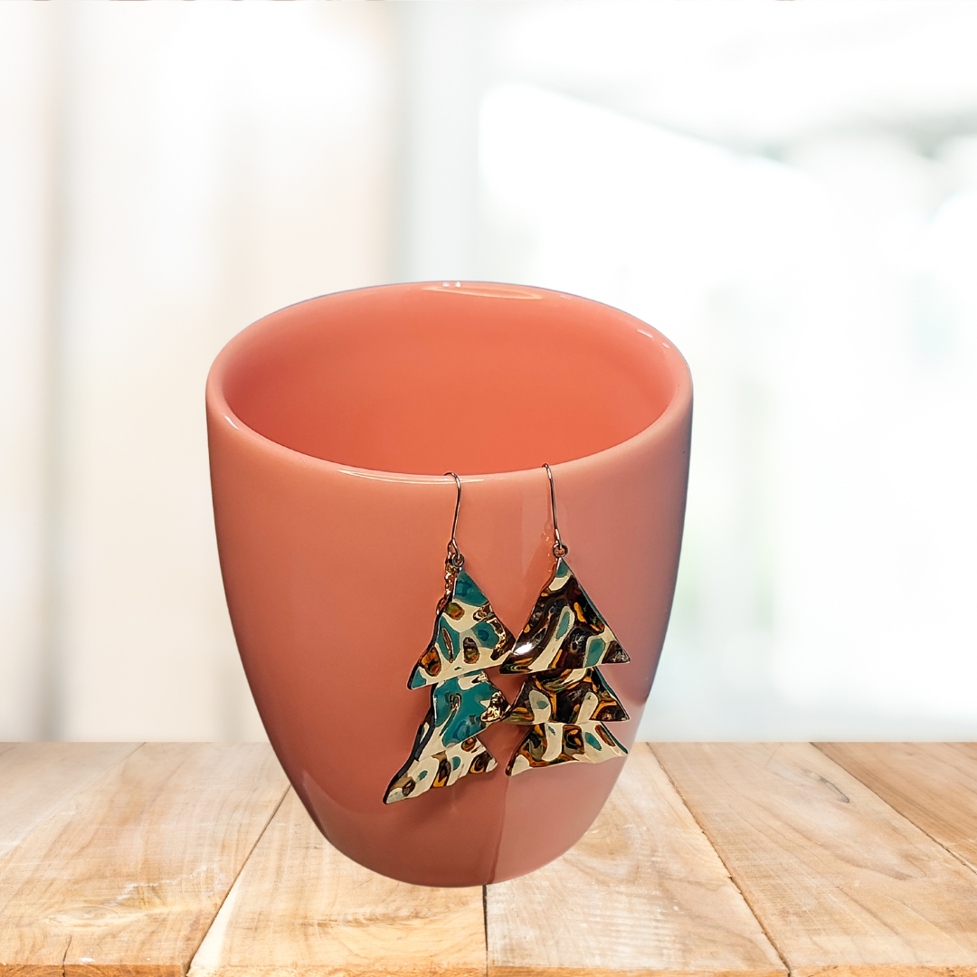 Golden triangles danglers - Women's western earrings | Alankara