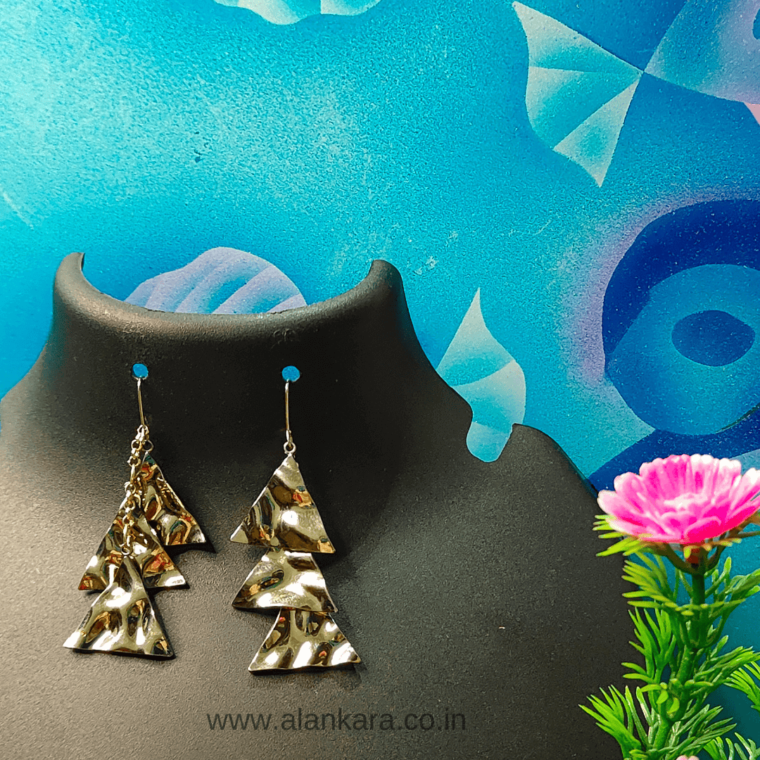 Golden triangles dangler Earrings
