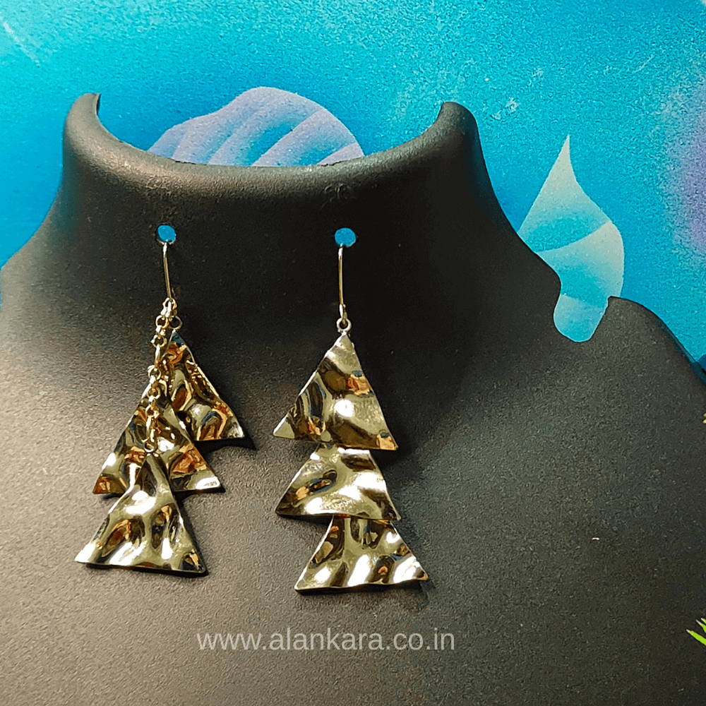 Golden triangles danglers - Western earrings | Alankara