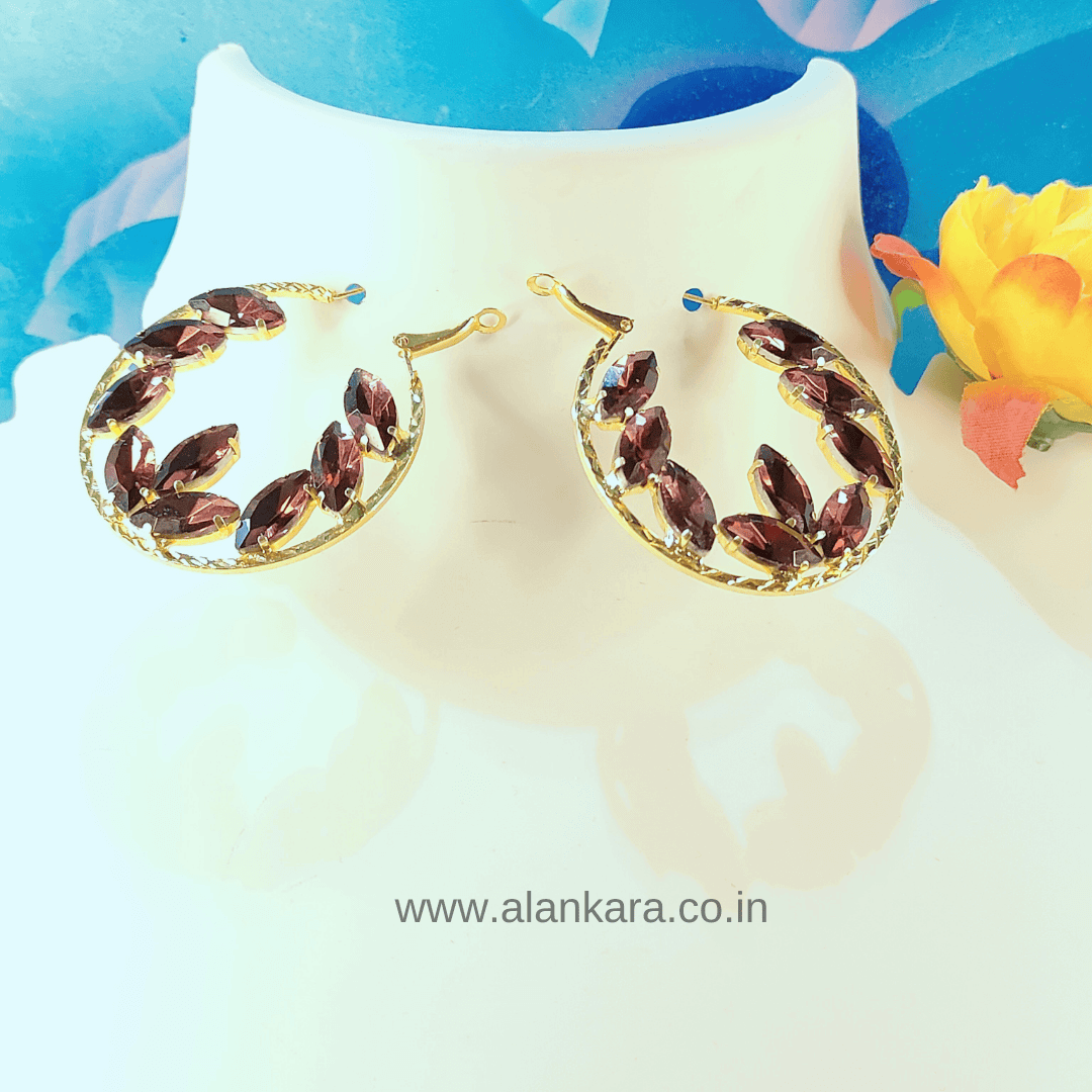 Wine stone Earrings - women Korean earrings.