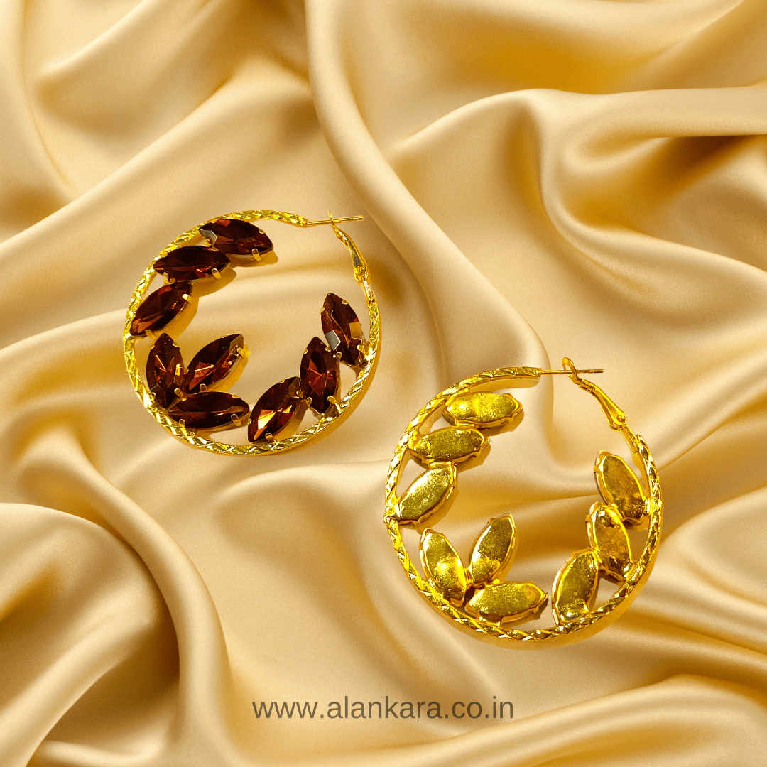 Wine partywear earrings - stone earrings for women.