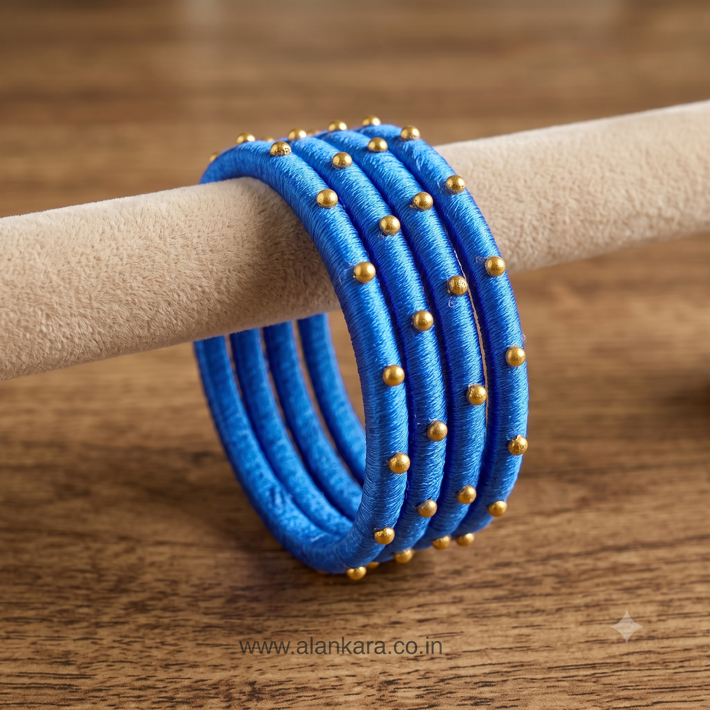 Royal Blue Golden Silk Thread Bangles