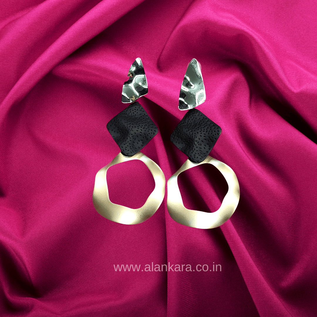 Golden chimes trirom danglers - Women's western earrings | ALANKARA
