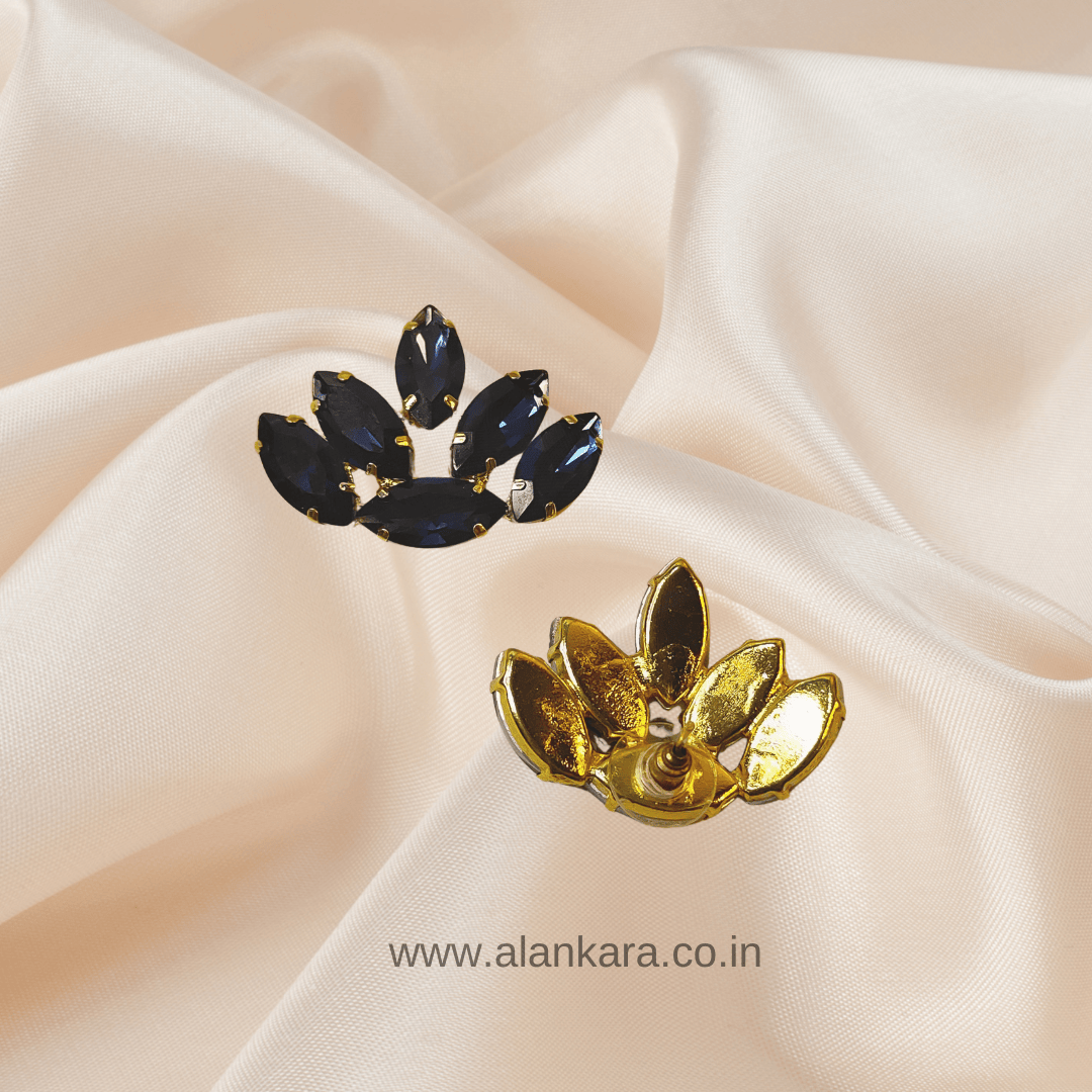 Midnight blue Lotus Earrings - glass Studs