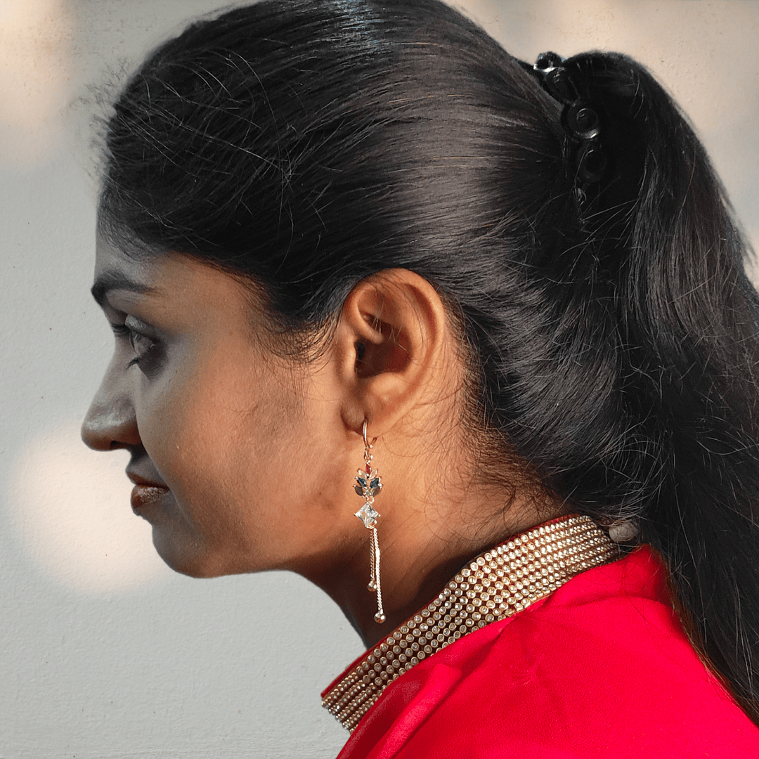 Multicolor crown danglers - Women's western earrings | ALANKARA