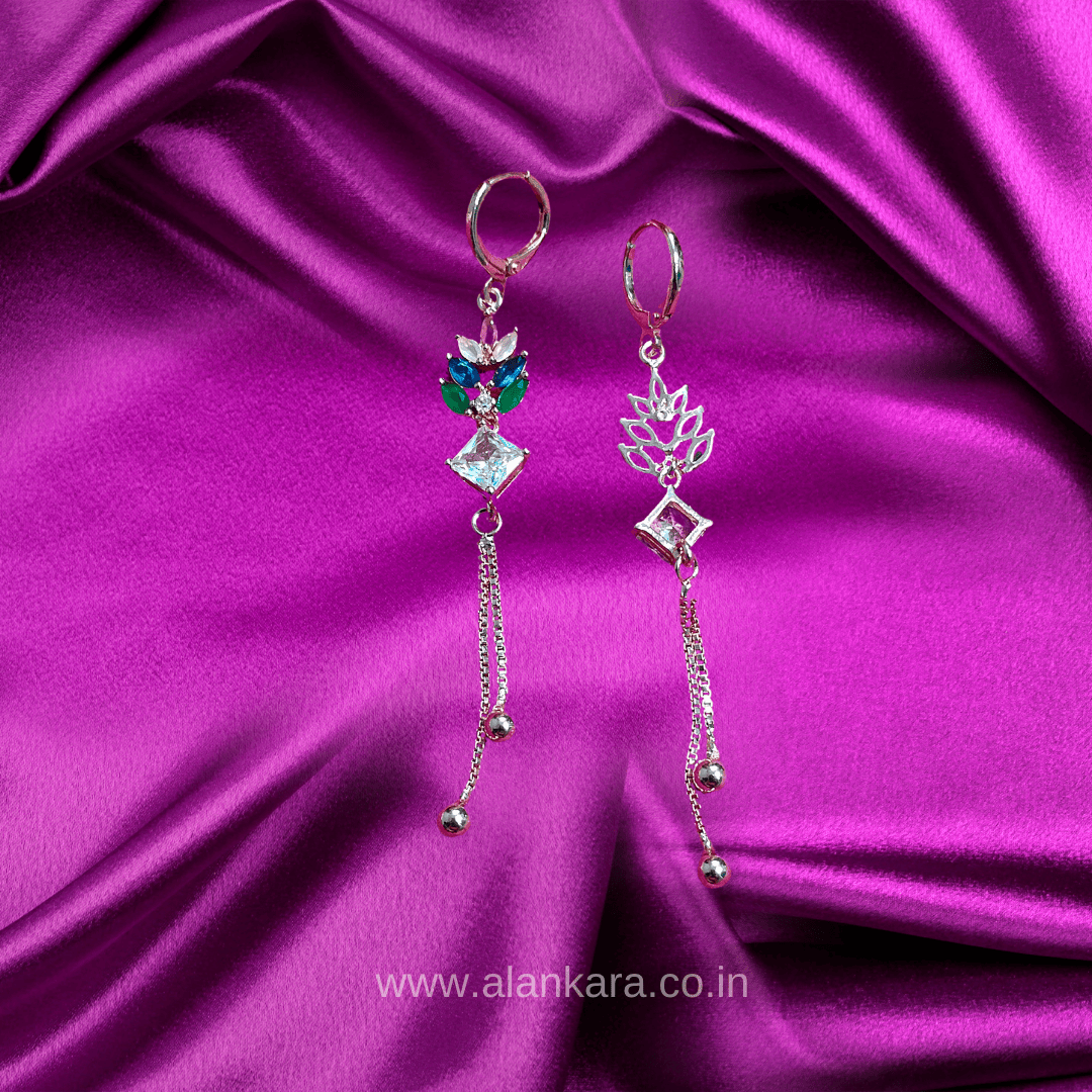 Multicolor crown danglers - Stainless steel western earrings
